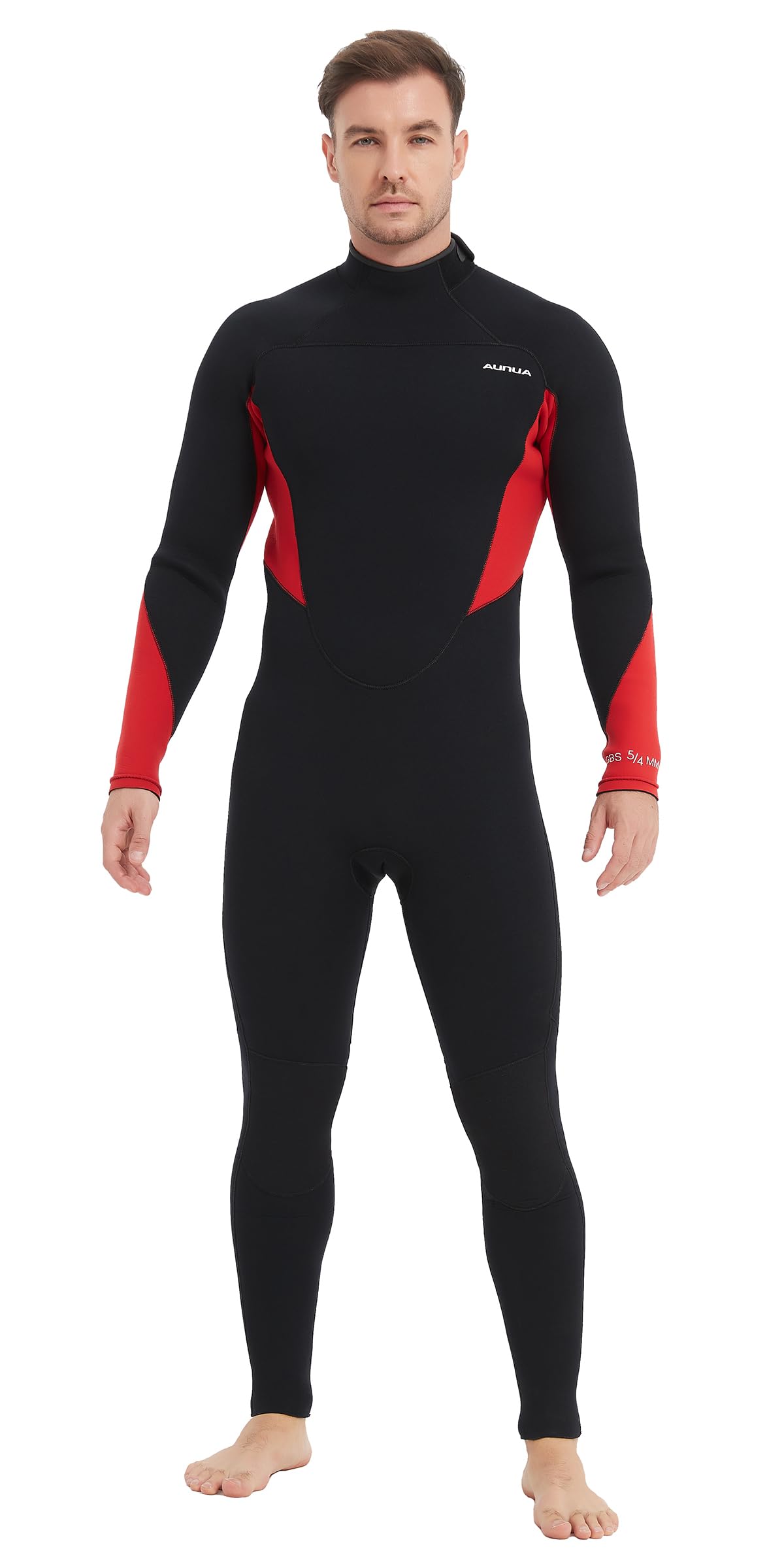 Aunua Wetsuits Men 5mm Back Zip Fullsuit Superstretch Neoprene GBS Seams Surfing Wetsuit(6051-L)