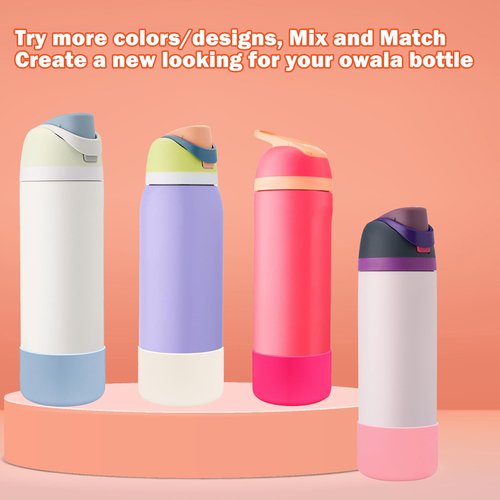 LUCKINEE 2Pcs Protective Silicone Boot Bottom Base for Owala FreeSip Twist and Flip Flask 24OZ, and Compatible with Stanly Cup Tumbler 20-40oz and More Bottles with Bottom Diameter 2.8-2.95inch