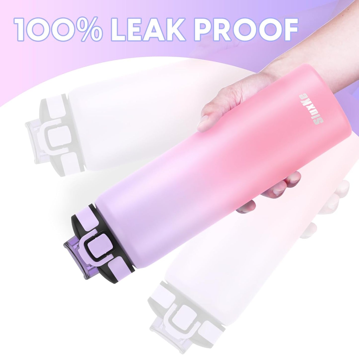 24oz Leakproof Vacuum Insulated Water Bottle, Ideal for Hot or Cold Drinks, Double wall Straw Drinking Bottle, BPA-Free, Prefect for Sport,School, Office, Fitness