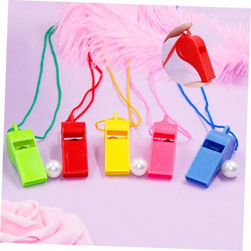 SUPVOX 60pcs Colorful Plastic Whistles Lanyard Boys and Girls Whistle Toys Cheerleading Whistle for Sports Referee Whistle Toy Birthday Random