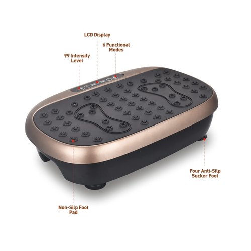 EILISON Atom Vibration Plate Exercise Machine - Full Body Vibration Plate for Lympathic Drainage with Acupressure - Home Fitness with Loop Bands for Weight Loss, 300lbs Capacity (Atom Brown)
