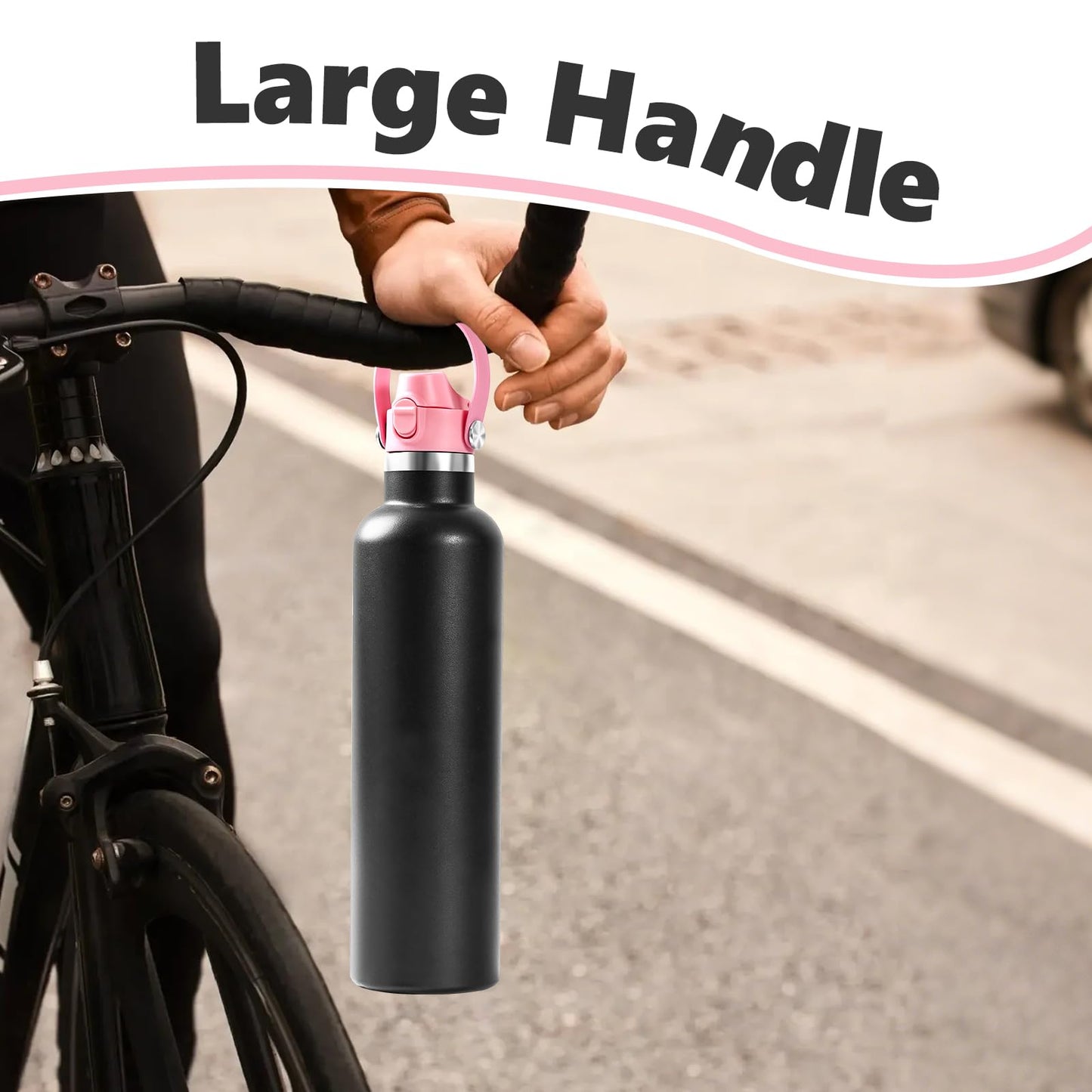 Auto Flip Lid for Hydro Flask Standard Mouth Bottle, Spout lid for HydroFlask Narrow Mouth Bottle, Replacement Lid with Button Lock, Pink