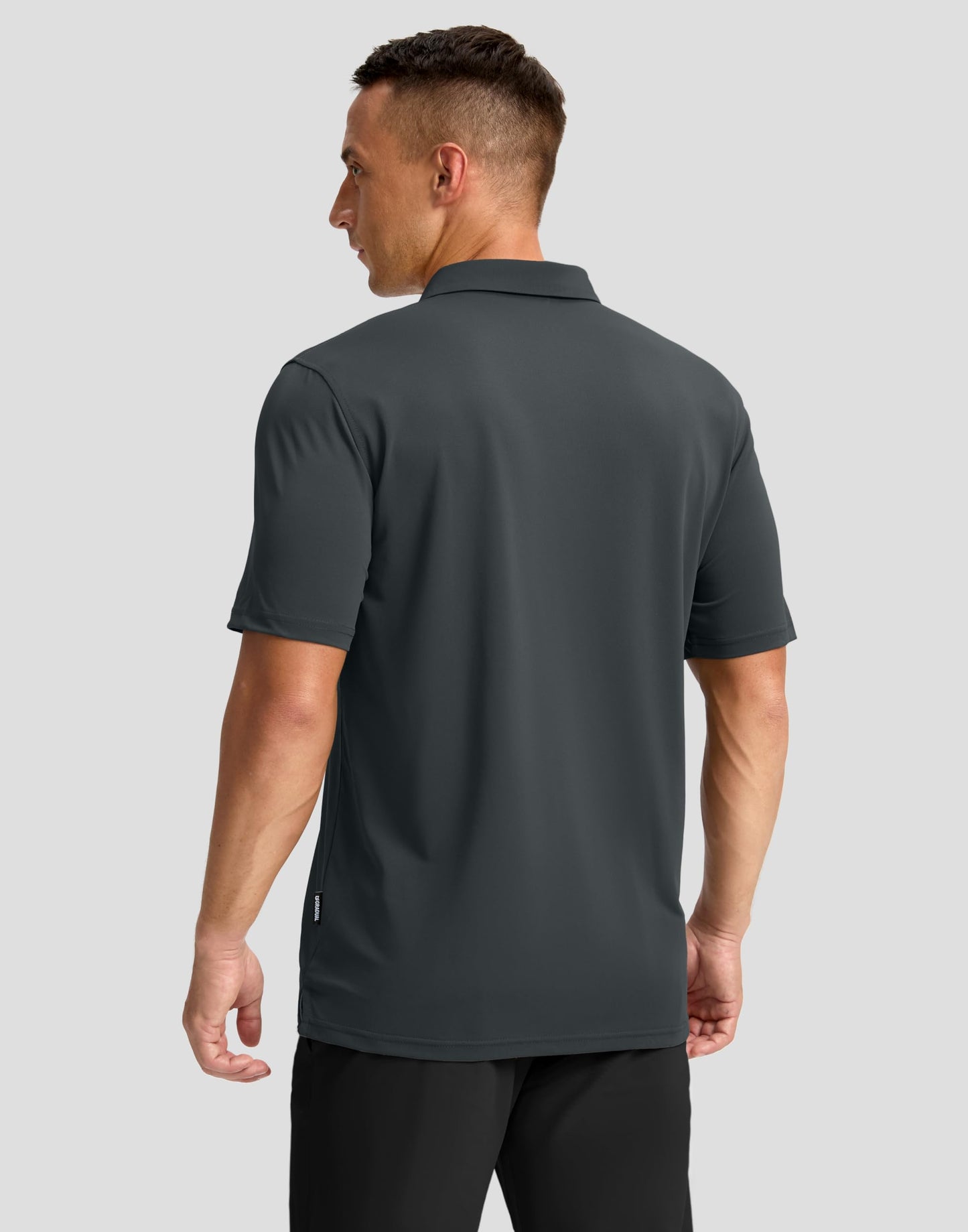 G Gradual Men's Golf Shirts Quick Dry Moisture Wicking Performance Short Sleeve Collared Polo Shirts for Casual Athletic Business (Deep Grey Stripes, XXL)