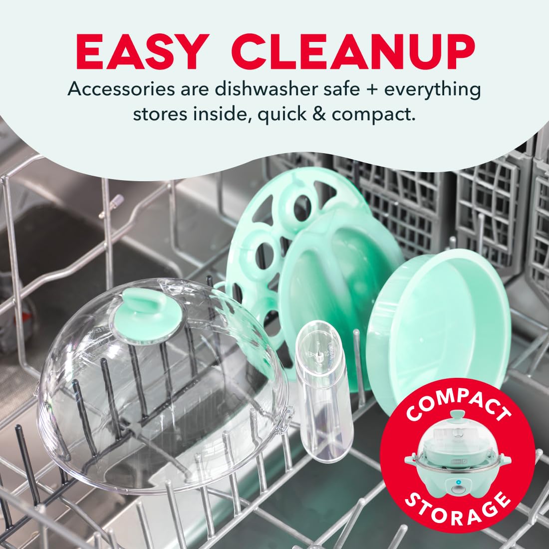 Dash Rapid Egg Cooker - Boiler, Poacher & Steamer - Includes Measuring & Recipe Guide - Dishwasher Safe - BPA Free - Holds 7 Eggs, Aqua