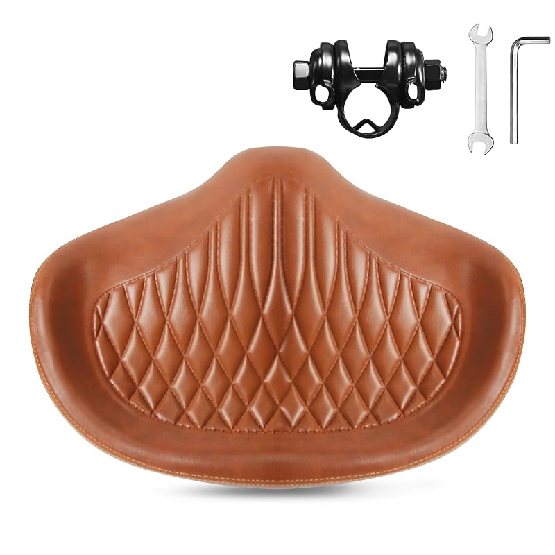 Noseless Oversized Bike Seat 9.44x13in for Men Women - PU Foam Cushion for Peloton & E-Bikes (Brown, 13L-9.4W)