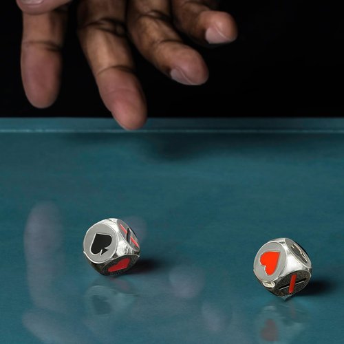 GDGJWL 2 Pack Zinc Alloy Euchre Cube Dice Set with Card Suits & Trump Markers - Durable Metal Game Dice for Euchre, Pinochle, Bridge, Pass The Pigs - Includes Portable Case & Cleaning Cloth