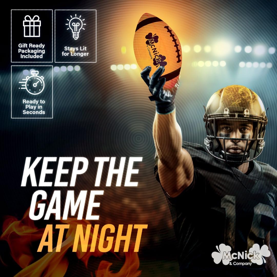Light Up Football - Glow in the Dark Ball - Boys Gifts - NO 6 - Outdoor Sports, Birthday Gifts for Boys 8-15+ Year Old - Kids Teenage Youth Gift Ideas - Boy Toys Stuff Ages 8 9 10 11 12 13 14 15
