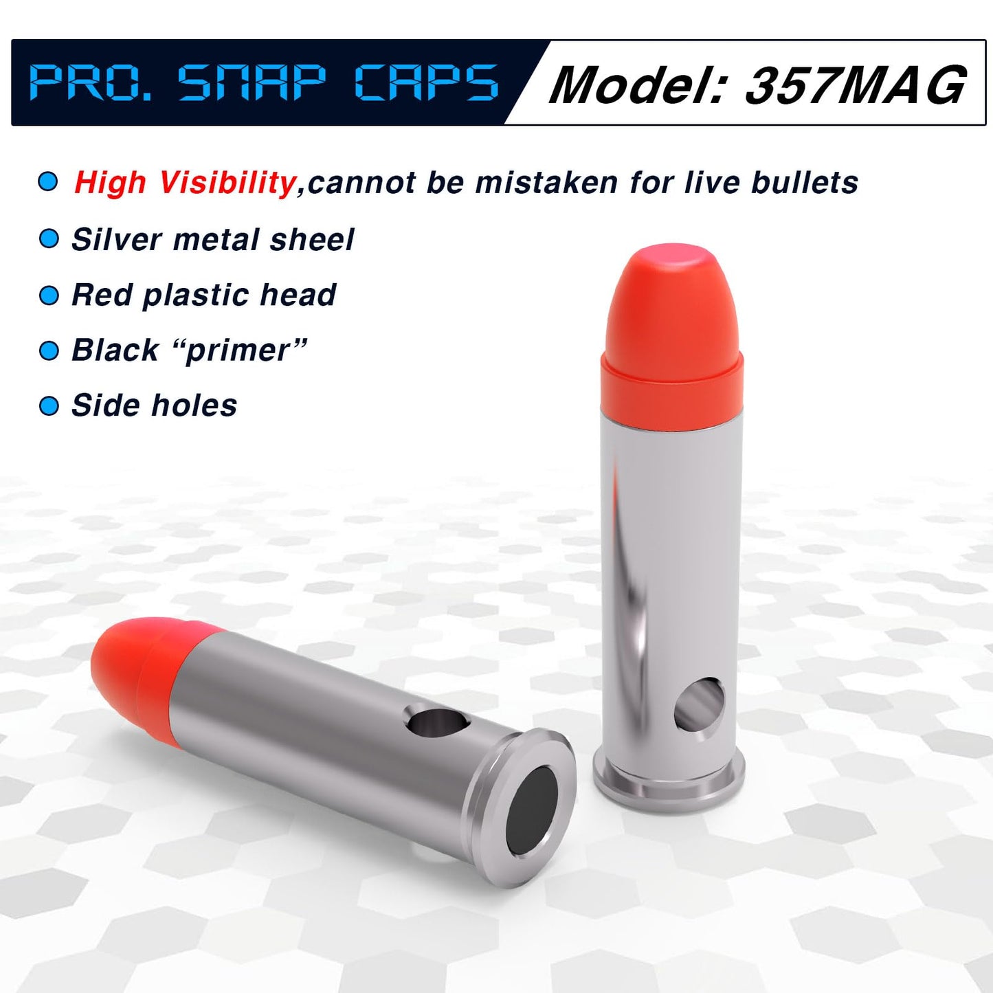 YiZhun 357MAG Snap Caps Training Dummy Rounds, Reusable Dry Fire Training Round Close to Real Weight Practice Safe Loading Firing (357mag-10pcs)