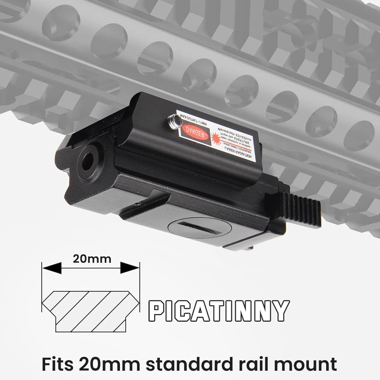 KASENTE Red Laser Sight, Low Profile Picatinny Mount Red Beam Sight, Ambidextrous Control, Class II(Power <3mW)