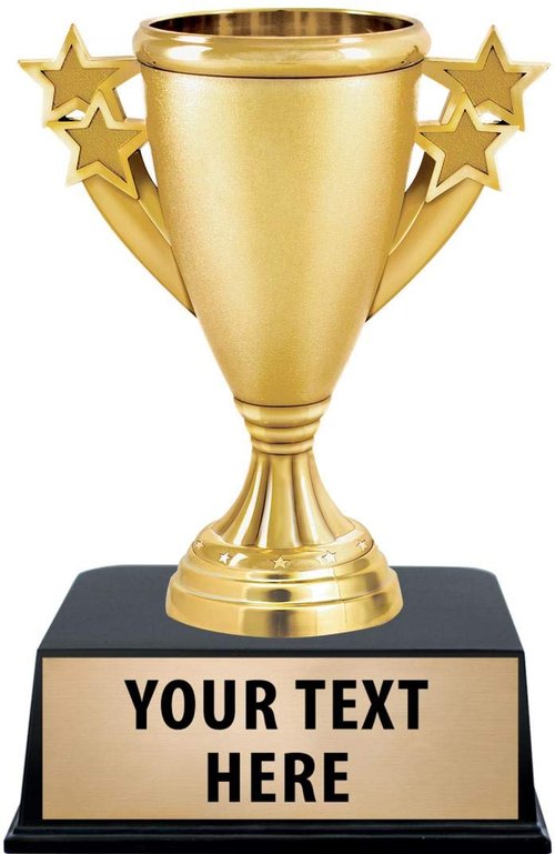 Crown Awards Gold Cup Trophy, 5 1/4" Gold Starburst Recognition Trophy with Custom Engraving, 1 Pack