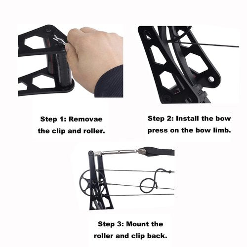 Handheld Bow Press, Archery Compound Bow Press, Aluminum Alloy Bow Press for Compound Bow and Crossbow, Universal Ratchet Type Fine Tuning Tool, 51.2” Strap