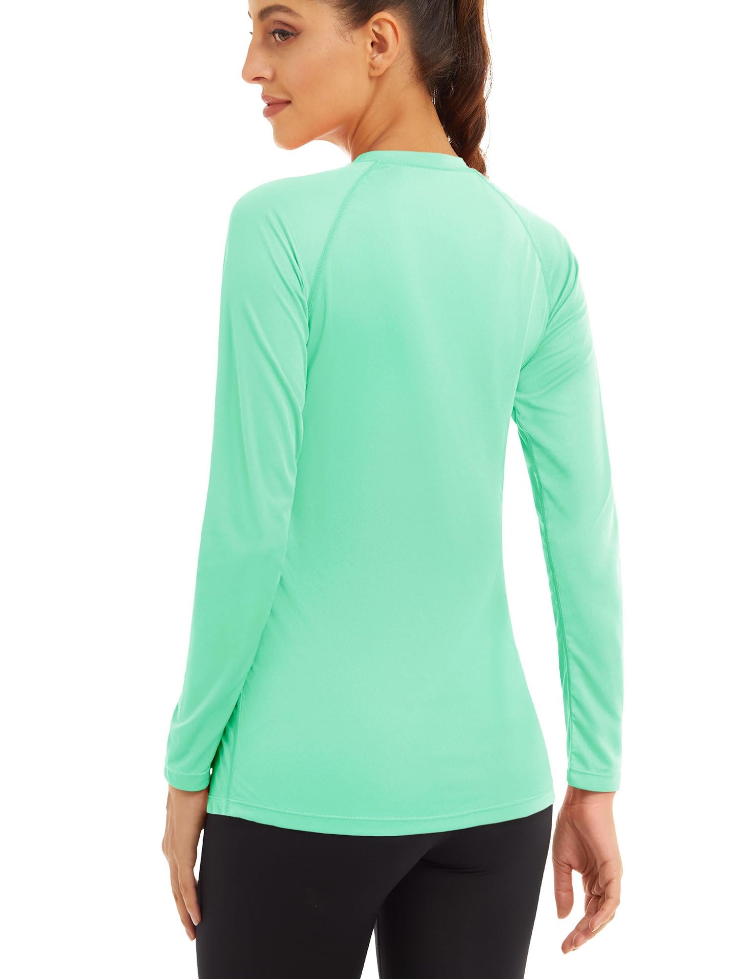 MAGCOMSEN Running Shirts Women Athletic Shirts Women Long Sleeve Shirts UV Shirts for Women Summer T Shirts for Women Workout Shirts Fishing Shirts Mint Green
