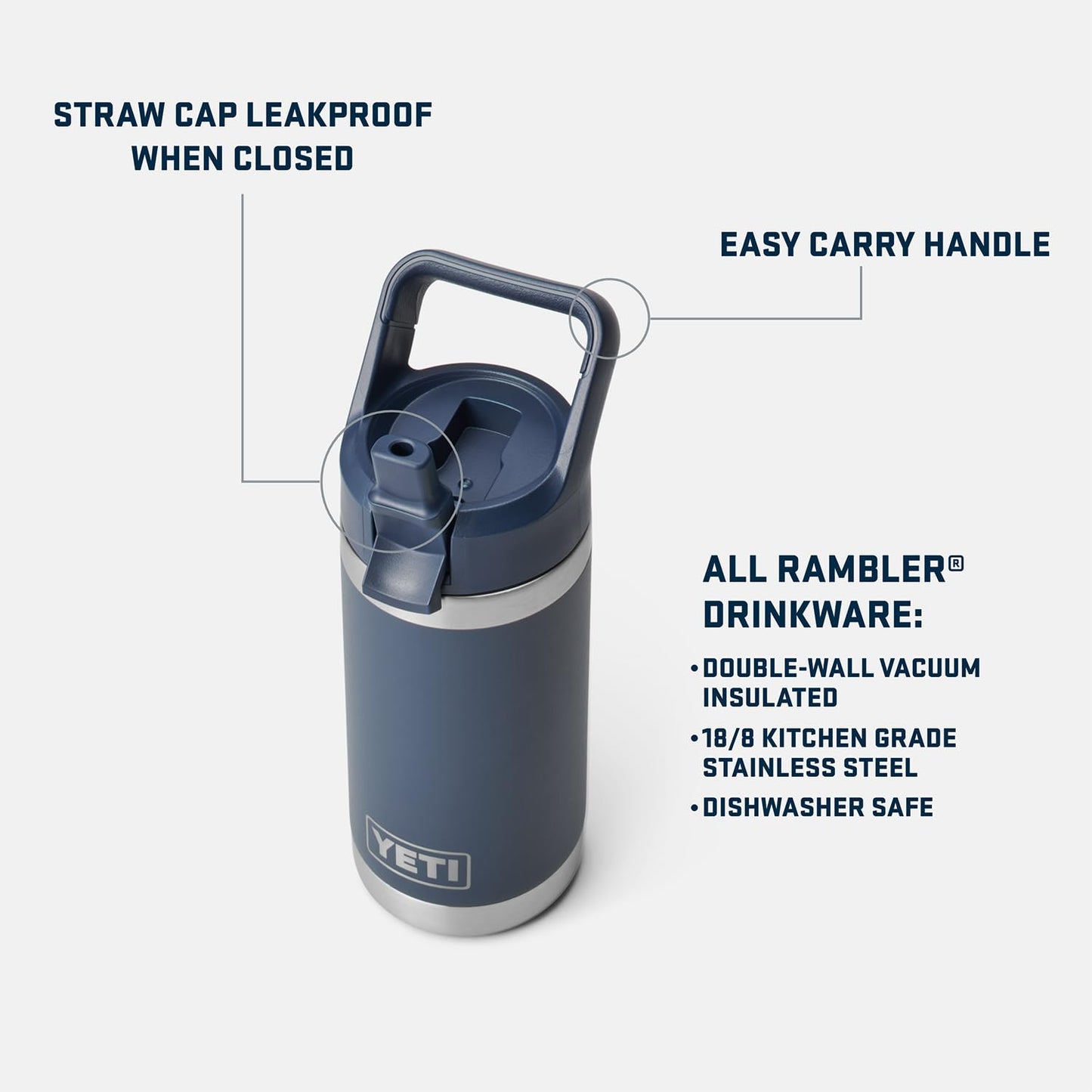 YETI Rambler Jr. 12 oz Kids Bottle, with Straw Cap, Agave Teal, 21071502562