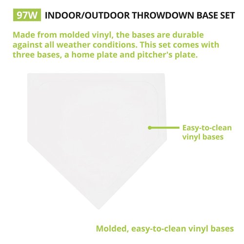 Champion Sports Throwdown Base Set: 5 Youth League Kids Baseball & Softball Rubber Throw Down Bases - Boys & Girls Training & Practice Equipment, White