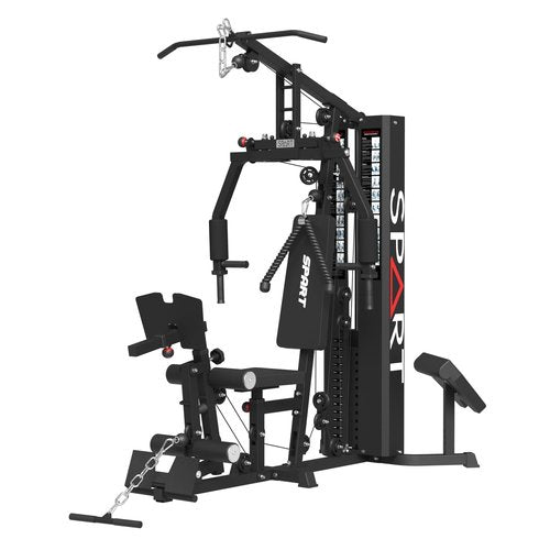 SPART Multifunctional Home Gym Station, Home Gym Exercise Equipment with 150LBS Weight Stack, Full Body Strength Training Workout Equipment for Leg Press, LAT Pull Down, Chest Press, PEC Fly, Black