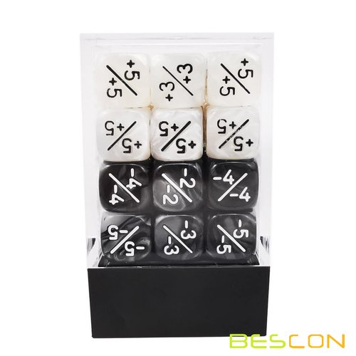 36pcs 12mm Positive & Negative Dice Counters Set, Small Token Dice Compatible with MTG, CCG, Card Games