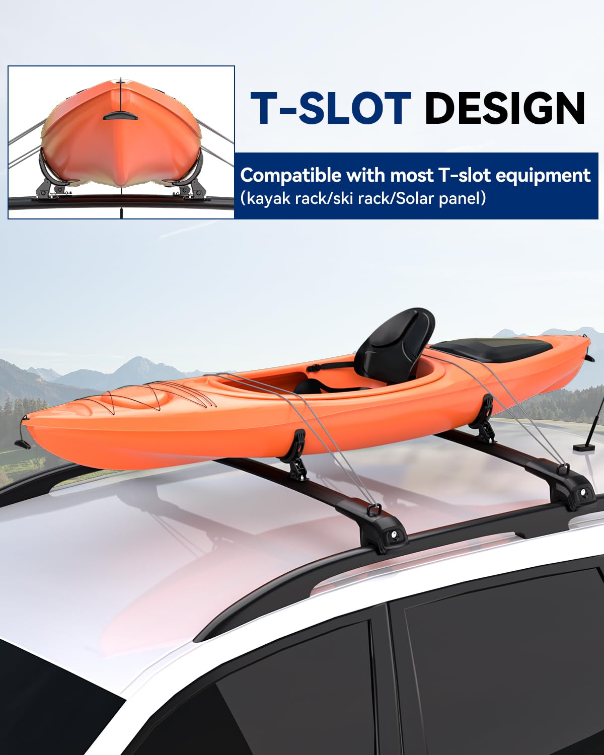 330Lbs Roof Rack Cross Bars Compatible with Toyota RAV4 Adventure/TRD Off-Road 2019-2025, Heavy Duty Aluminum Roof Rails Top-Mount Crossbars Rooftop Luggage Racks Cargo Carrier