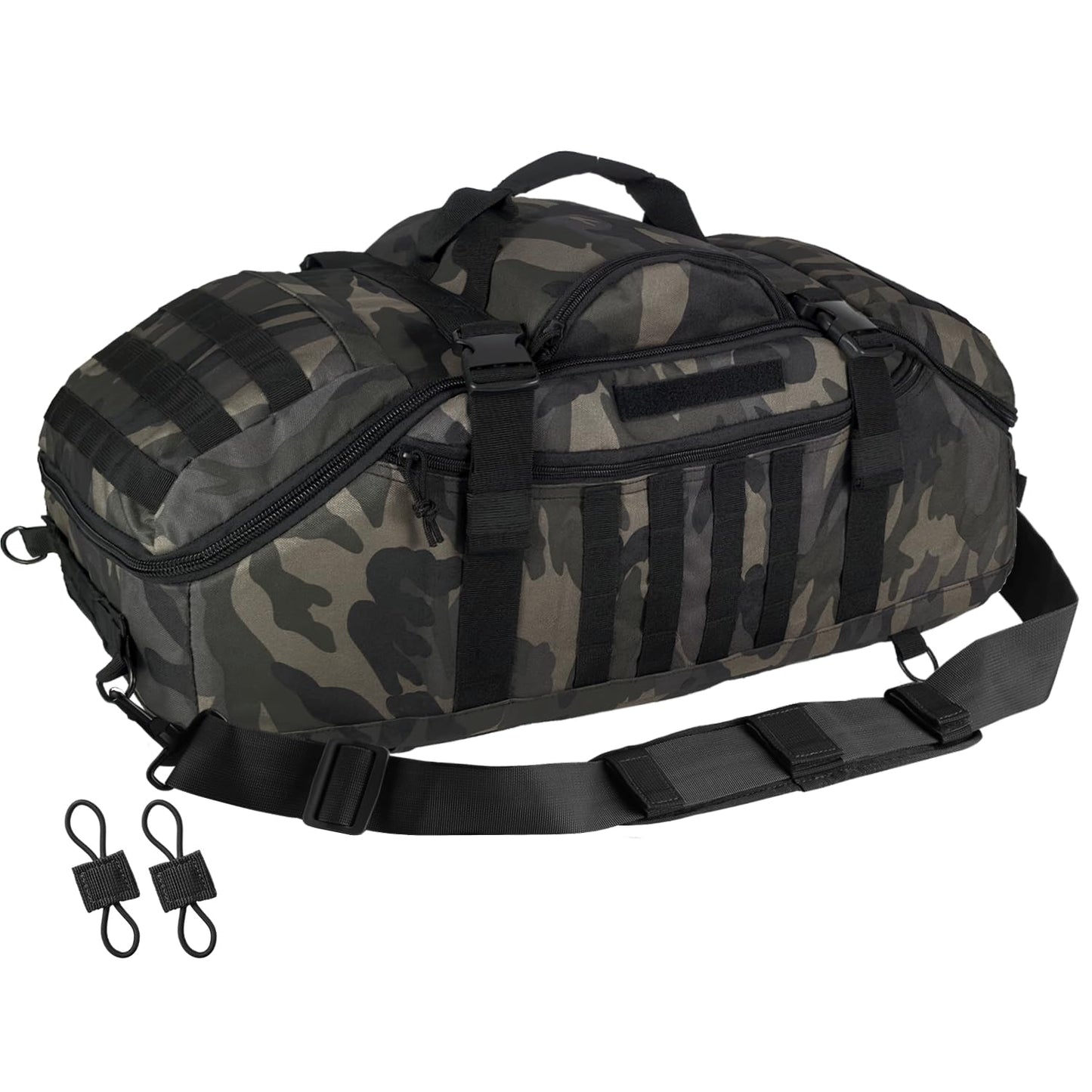 Hannibal Tactical 55L Large Duffle Bag, 3-in-1 Tactical Backpack MOLLE Pack for Gym, Sports, Outdoor, Black Camo