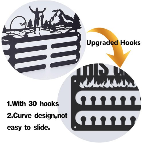 SUPERDANT Women's Running Medal Hanger Display This Girl is On Fire Medal Holder Wall Mount Running Medals Hanging 30 Hooks Matte Black Metal Awards Display Rack Gift for Runner