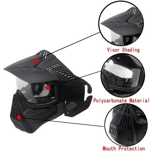 Tactical Mask Airsoft Masks, for Airsoft BB Hunting, CS Game Full Face Tactical Gear, Impact Resistant with Goggles, Motocross Skiing Outdoor Activities