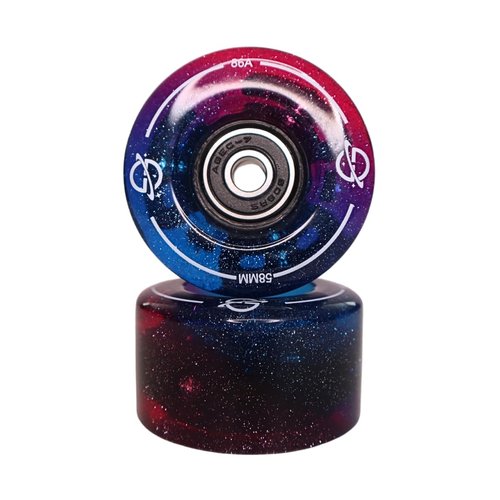 Light-Up Roller Skate Wheels – Set of 8 Dual-Color LED Wheels with Bearings – 58mm x 32mm – Indoor/Outdoor (Mercury Twilight)