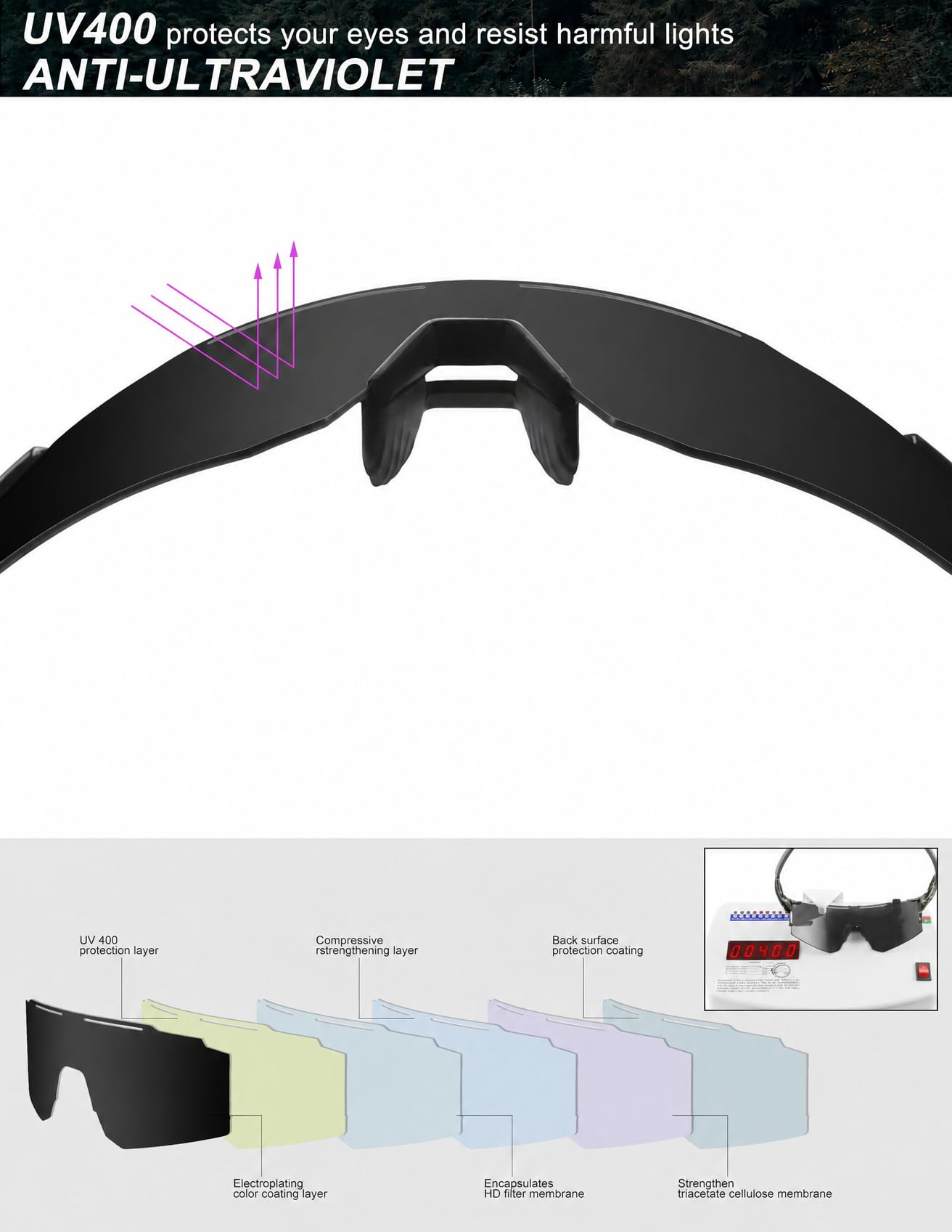 OULAIQI Cycling Sunglasses Polarized Sunglasses for Cycling Men Women with 3 Interchangeable Lens Baseball Glasses