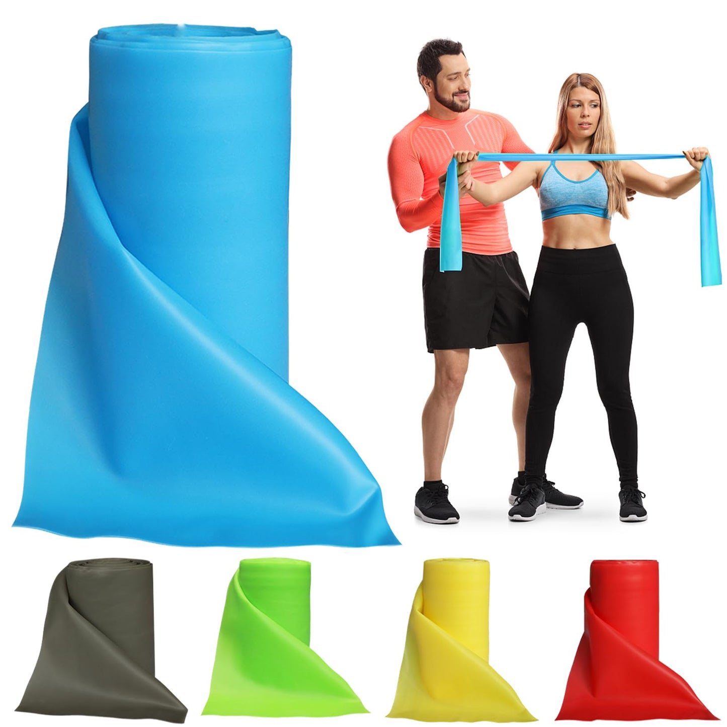 Resistance Bands Professional Bulk Roll, Elastic Band, Latex-Free, Stretch Bands for Working Out Women or Men, Exercise Bands for Physical Therapy, Yoga, Pilates, Rehab,Fitness (Blue - Heavy)