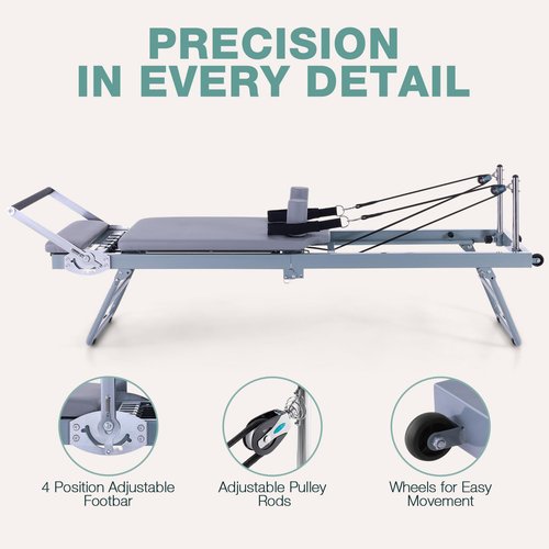 ARKANTOS Pilates Reformer Foldable, Pilates Machine, Pilates Equipment for Gym Workout and Home Use, Suitable for Intermediate and Beginners Users (Grey)