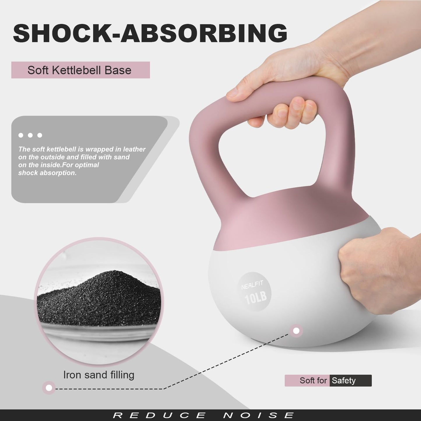 NEALFIT Soft Kettlebell 5LB/10LB/15LB/20LB/25LB, Kettlebells for Home Gym Strength Training, Anti-Slip Fitness Weights for Men Women (20LB Pink-White)
