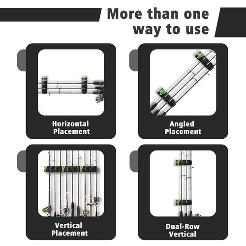 TORIOX Expandable Fishing Rod Holder,Wall-Mounted Fishing Rod & Combos Rack for Garage – UV Silicone Spring Clip, Space-Saving Storage Rack with Free Lure Holder