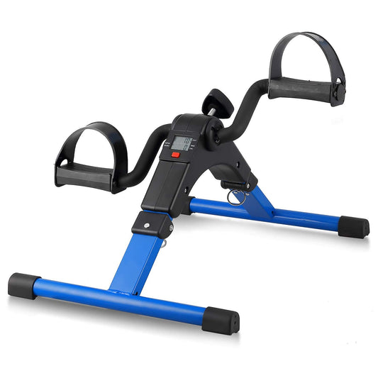 Folding Pedal Exerciser, Mini Exercise Bike Under Desk Bike Foot Pedal Exerciser, Foot Hand Cycle Portable Peddler Machine Bicycle Exerciser Arm Leg Exerciser While Sitting