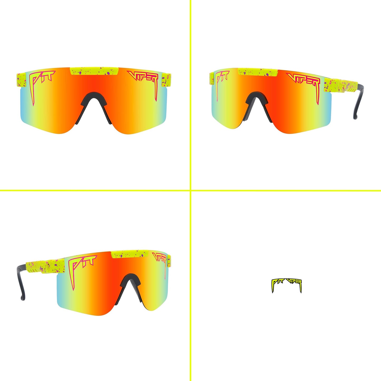 Pit Viper Sunglasses I The Original I Wide Fit I Polarized Lens, Indestructible Frame I Turbo Adjustable for Perfect Fit I Micro Fiber Bag & Retainer Straps I Rainbow Lens, Yellow Frame