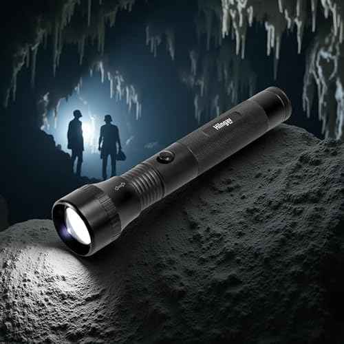Heavy Duty 2-Cell D Battery LED Big Flashlights, Zoomable Single Mode Aluminum Alloy Torch Flashlight, Rugged Metal Flashlight for Outdoor Adventures Emergency Hiking Camping Caving (1 Pack)