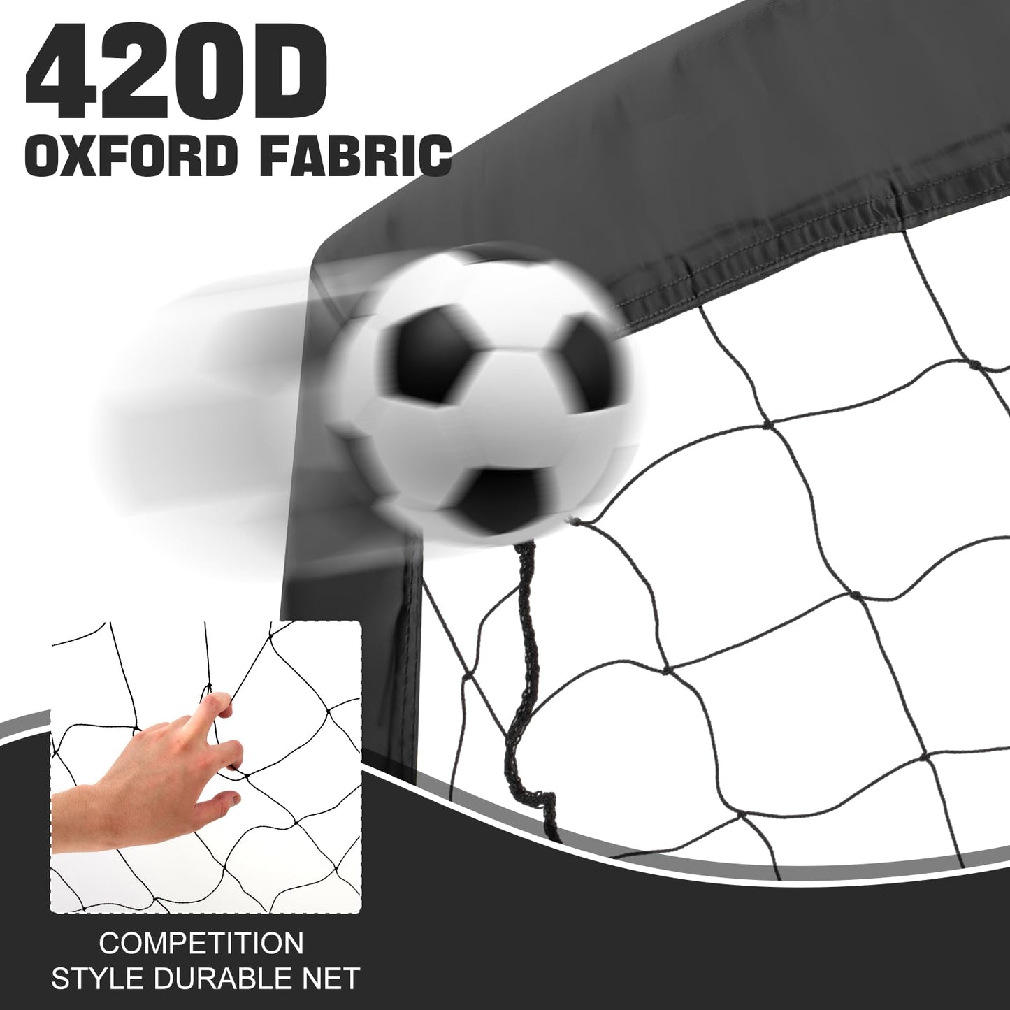 RUNBOW Soccer Goal for Backyard, 5x3 FT Portable Folding Soccer Net with Carry Bag for Kids and Adults Indoor/Outdoor Training Practice Use (Black, 5x3 FT, 1 Pack)