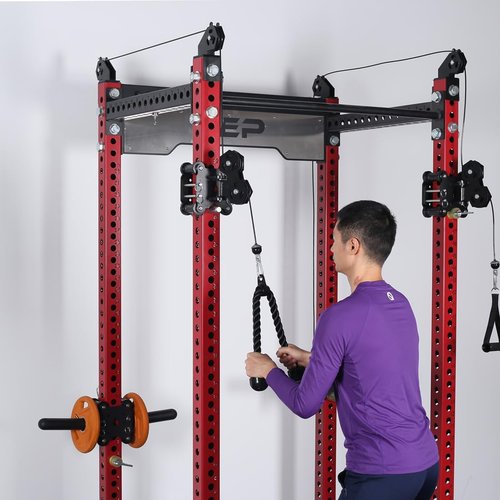 Double Length Tricep Rope for Cable Machines - 55 Inch Heavy Duty Pulldown Attachment, 4ft 7in Gym Strength Training Accessory & Home Workout Equipment