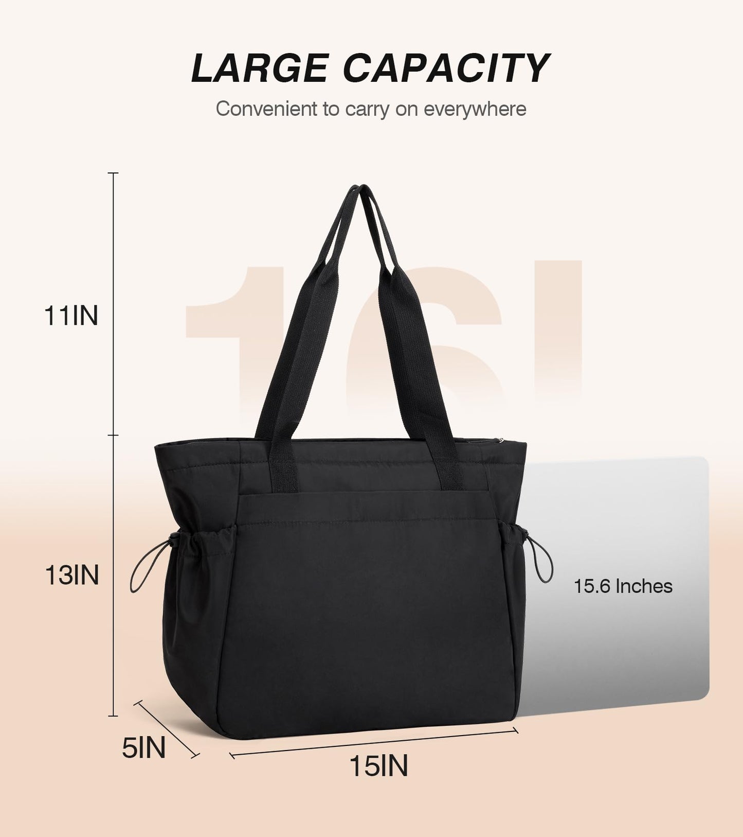 Marvolia Large Tote Bag for Women - Lightweight Travel Tote Handbags Work Tote Bags with Zipper for Gym Travel Work Shopping - Pink