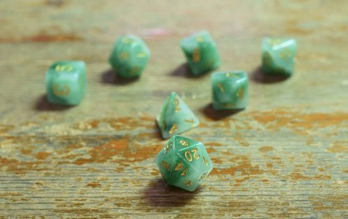 HDdais Polyhedral DND Dice Sets, 7-Die RPG Resin Green D&D Dice Set for Dungeons and Dragons Role Playing Games and Tabletop Game
