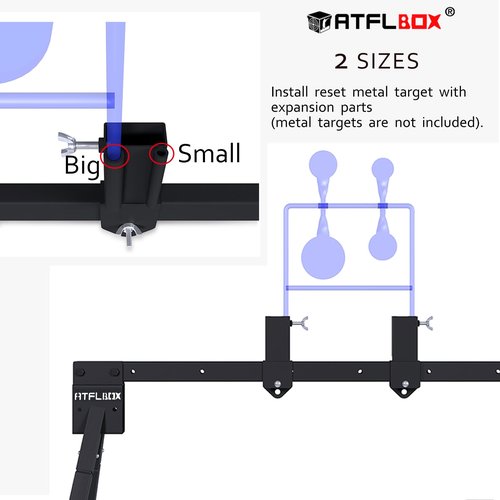 ATFLBOX AR500 Steel Target for Shooting Stand System Set, 63 Inch Adjustable Height, 3/8'' Thick 7''x12'' Silhouette and 4'' 6'' 8'' Gong Targets, 10pcs Paper Targets and Target Holder Expansion Kit