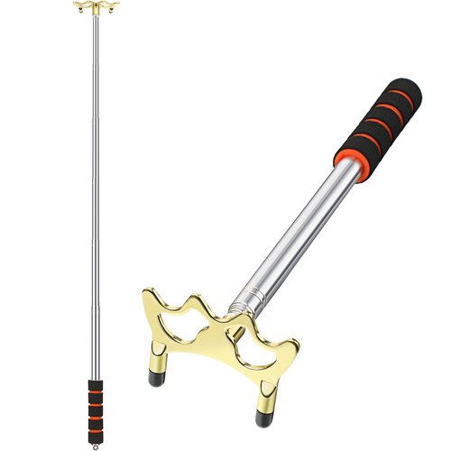 Skylety Pool Cue Snooker Stick Pool Table Accessories Retractable Billiards Cue Rest with Removable Brass Bridge Head (Low Bridge Head,Stainless Steel)
