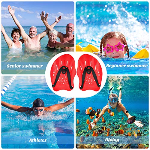 Swim Paddles with Adjustable Straps - Red, Blue, Black - Water Resistance Training Equipment