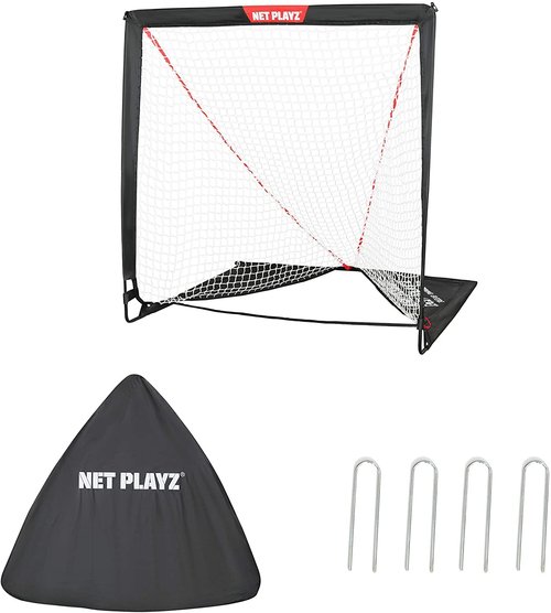 NET PLAYZ 4 x 4 x 4 Feet Lacrosse Goal Fast Install, Fiberglass Frame, Lightweight, Foldable, Portable, Carry Bag Included, Black,NOH445402021