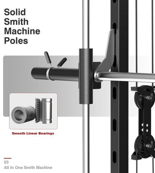 DONOW Smith Machine with Weight Stacks Power Cage Squat Rack Dual Cable Crossover Machine Home Gym Systems Station LAT Pull Down DN-DS939B 320lbs Cement Weights