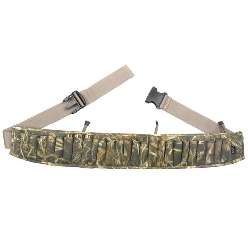 HUNTPAL Neoprene Quick Release Shotgun Shell Belt with 25 Shell Holders and 3 Storage Pockets, Up to 63 Inches, Wearable on Waist or Crossbody for Outdoor Hunting Shooting