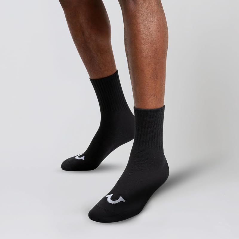 True Religion Men’s Mid Crew Socks – 12 Pack, Black