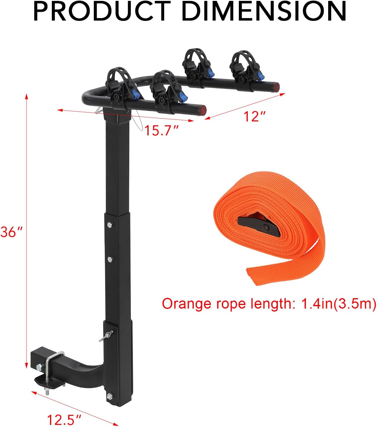 2 Bike Hitch Rack, Heavy-Duty Foldable Steel Bicycle Rack with Hitch and Anti-Rattle Straps, 2" Receiver Compatible, Easy to Assemble & Use, Bike Holder for Car, SUV, Truck
