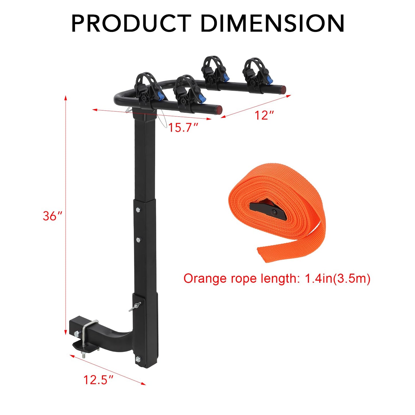 2 Bike Hitch Rack, Heavy-Duty Foldable Steel Bicycle Rack with Hitch and Anti-Rattle Straps, 2" Receiver Compatible, Easy to Assemble & Use, Bike Rack for SUV, Car, Truck