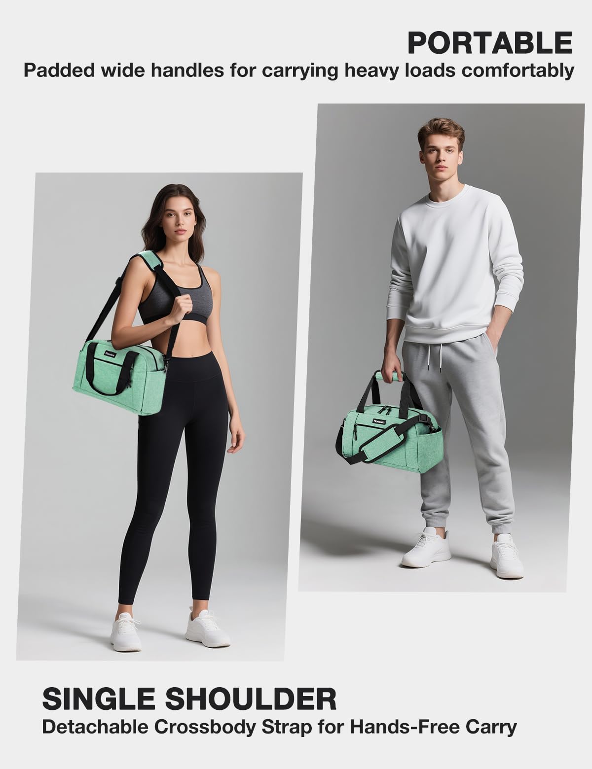Noozion 14 inch Small Gym Bag for Women & Men, Lightweight Carry On Mini Duffle Bag with Multiple Pockets, Sports Bag for Travel and Workout.