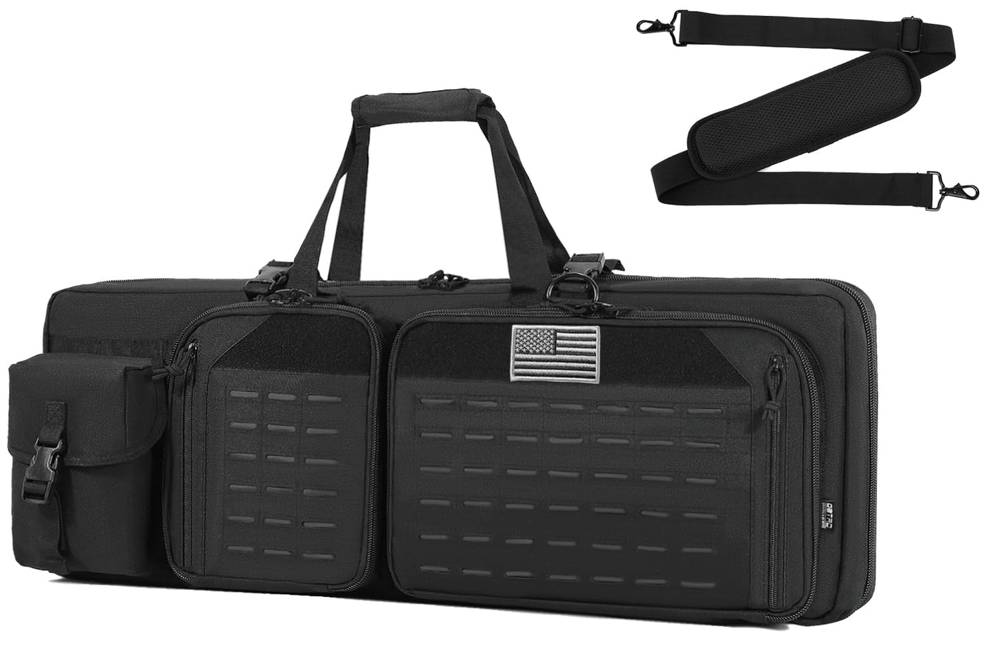 DBTAC Urban Classic Tactical Double Long Gun Bag Soft Rifle Case Pistol Transportation Case w/Backpack Strap for Range Shooting Outdoor Hunting (Black, 32" x 12“ Double Rifle Case)