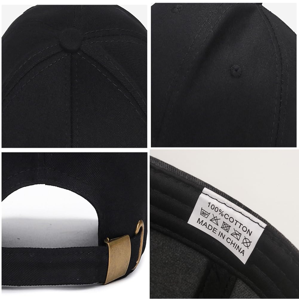 CynKen Baseball Cap All Seasons Classic Adjustable Solid Color Leisure 100% Cotton Hat for Men Women Black