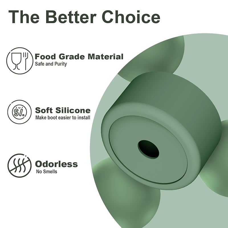 2 Pcs Silicone Boots for Owala FreeSip Sway 30oz/40oz - Anti-Slip Bottom Protectors (Dark Green)